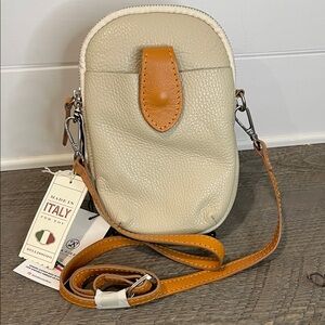 DIVINA FIRENZE Made In Italy Leather Mobile Phone Holder Crossbody Bag - NWT